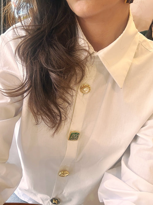 statement buttoned white shirt