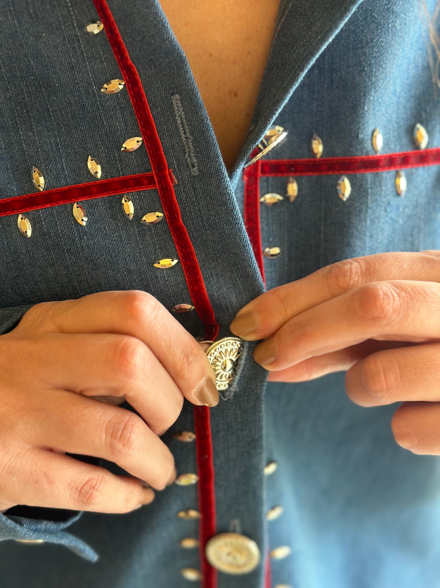 denim embellished shirt